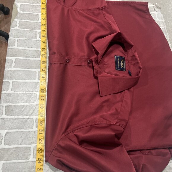 Flex Button-Up Mens Dress Shirt  Wine Size L Italy - Picture 6 of 9